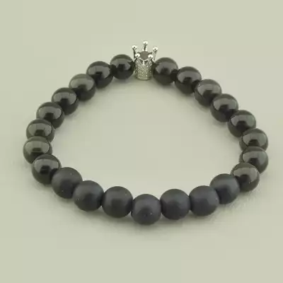 🏷️️ Браслет резинка Шунгіт, Котяче око 17 см. F-97636