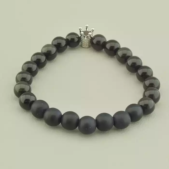 🏷️️ Браслет резинка Шунгіт, Котяче око 17 см. ss_97636