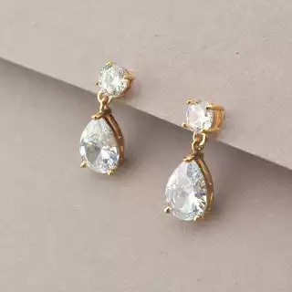 Сережки пусети Фіаніт Saiya (позолота 18к)