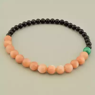 Браслет на резинці Турмалін, Сонячний камінь, Малахіт 20 см