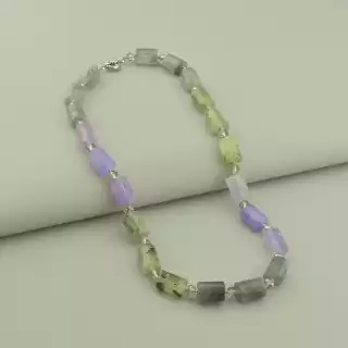 Намисто Пренит, Аметрін, Рожевий кварц 47 см