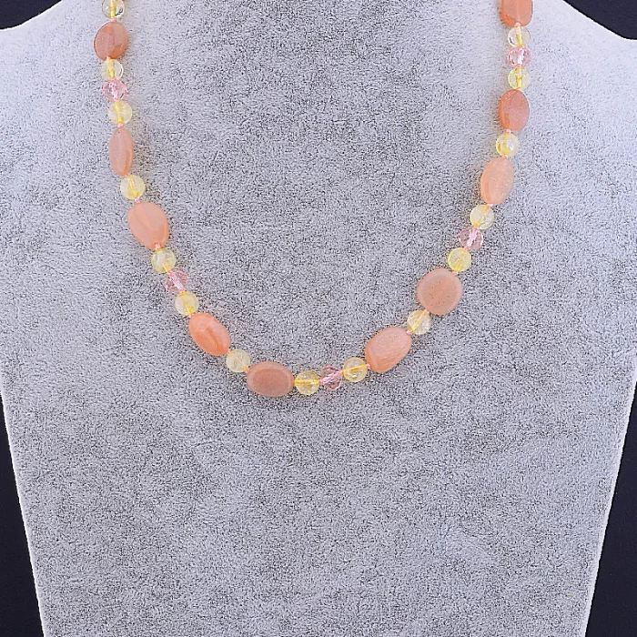 🏷️️ Намисто Сонячний камінь, Волосатик, Чеський кришталь 50 см ss_70597