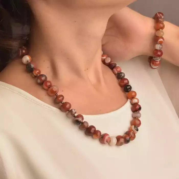 🏷️️ Намисто + Браслет Агат 54 см ss_82287