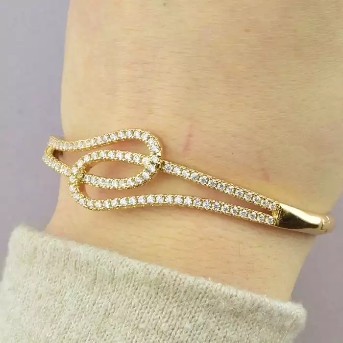 🏷️️ Браслет шарнірний Xuping Фіаніт 17 см (позолота 18к) ss_71722