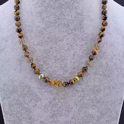 🏷️️ Намисто Тигрове око, Чеський кришталь 50 см F-82722