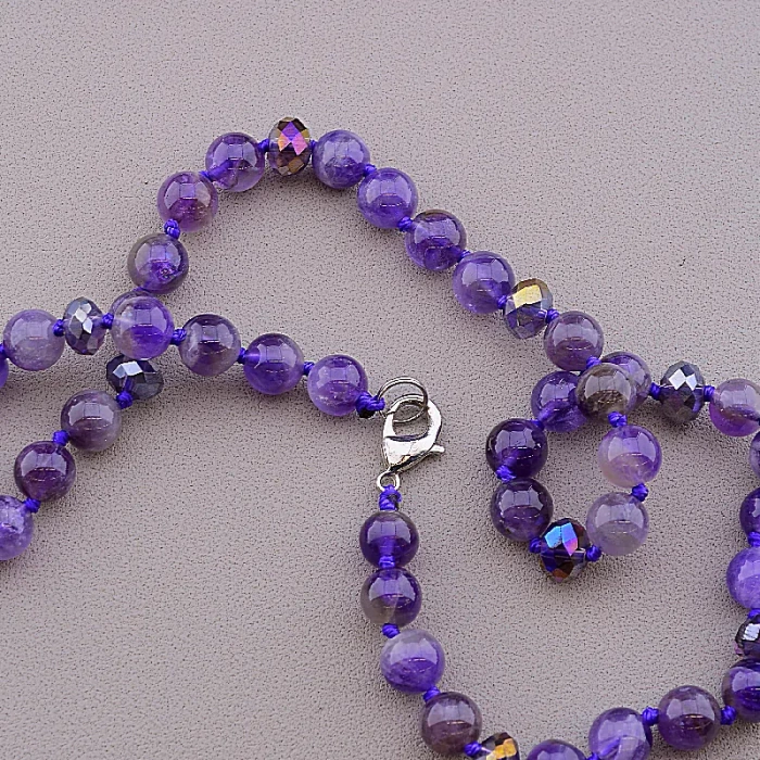 🏷️️ Намисто Аметист, Чеський кришталь 47 см ss_85134
