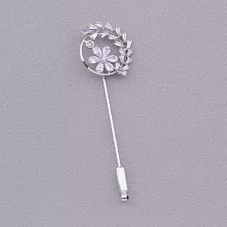 Брошка голка квітка FJ Фіаніт (родій)