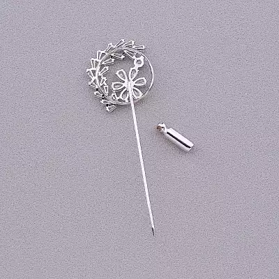 🏷️️ Брошка голка квітка FJ Фіаніт (родій) F-65697