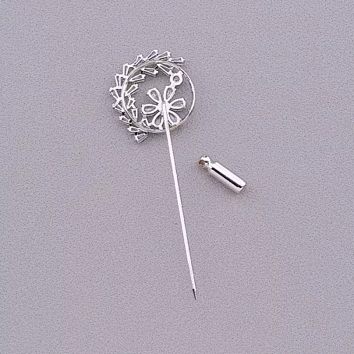 🏷️️ Брошка голка квітка FJ Фіаніт (родій) ss_65697
