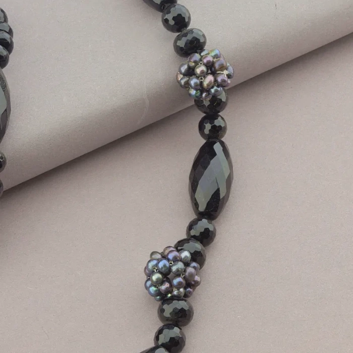 🏷️️ Намисто Агат, Перли 100 см. ss_94179