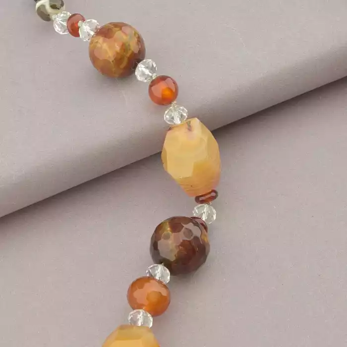 🏷️️ Намисто Агат, Сердолік, Чеський кришталь 70 см. ss_87438