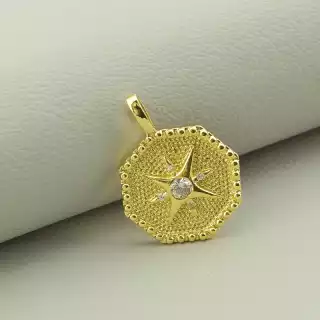 Кулон зірка Фіаніт 19х19 (позолота 18к (лимонна))