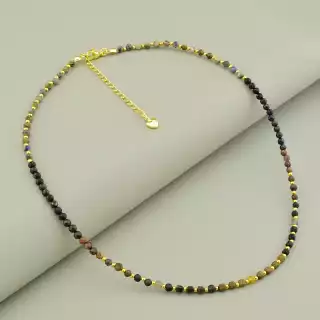 Підвіска з самоцвітів (42 см, позолота 18к, різнокольорові грановані камені)