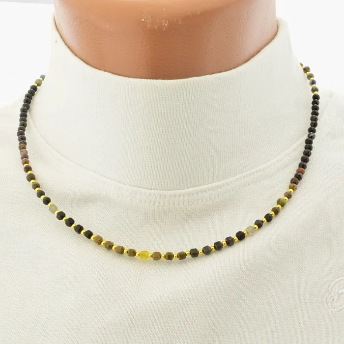 🏷️️ Підвіска з самоцвітів (42 см, позолота 18к, різнокольорові грановані камені) ss_104804