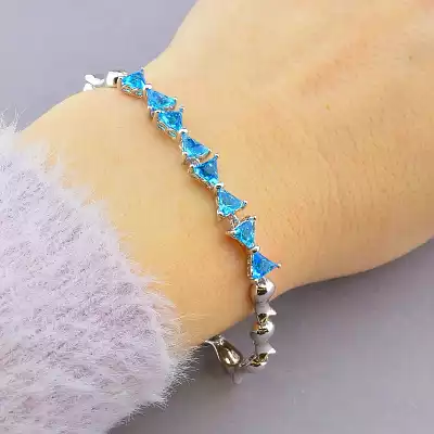 🏷️️ Браслет складний Xuping Фіаніт 17 см. (родій) F-90330