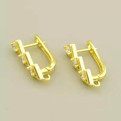 Швензи Пара Фіаніт 17х5мм. (позолота 18к лимонна) англійська застібка