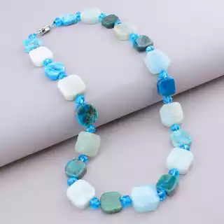 Намисто Аквамарин, Апатит, Ларімар 52 см.