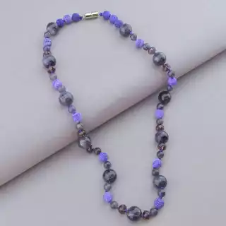 Намисто Аметист, Агат, Чеський кришталь 52 см.