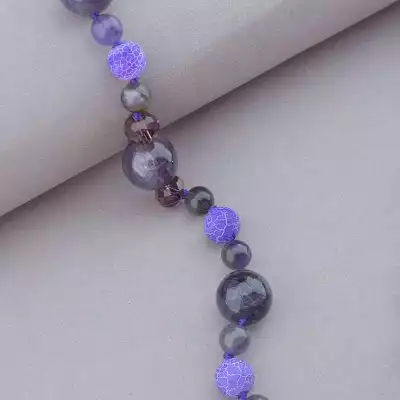 🏷️️ Намисто Аметист, Агат, Чеський кришталь 52 см. F-91040