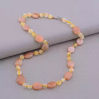 Намисто Волосатик, Сонячний камінь 45 см