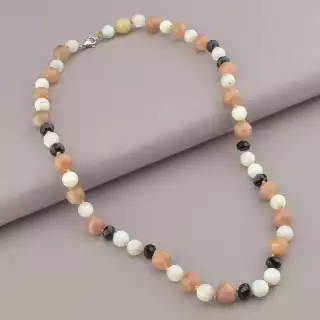 Намисто Сонячний камінь, Місячний камінь, Чеський кришталь 52 см.