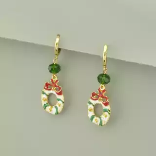 Сережки новорічні кільця (конго) Чеський кришталь