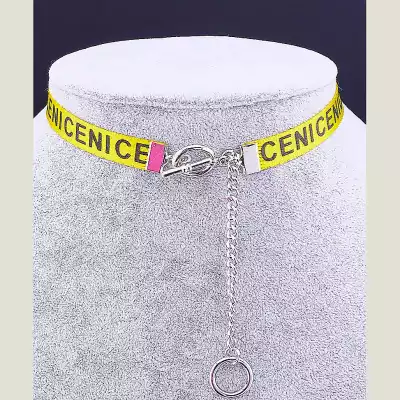 🏷️️ Чокер жовтий FJ тканина 30 см (застібка кільце) F-37357