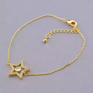 Браслет з карабіном Xuping Фіаніт 17 см (позолота 18к)