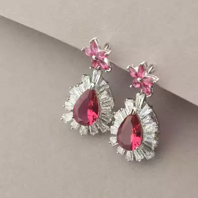 🏷️️ Підвіска + Сережки Xuping Фіаніт (родій) F-39859