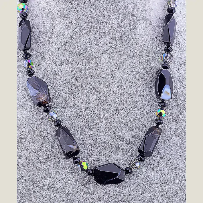 🏷️️ Намисто Агат, Чеський кришталь 60 см ss_76311