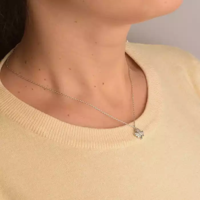 🏷️️ Підвіска кленовий лист Saiya Фіаніт 41 см (родій) ss_93480