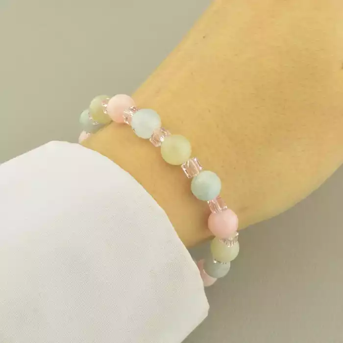 🏷️️ Браслет резинка Морганіт 18 см. ss_101307