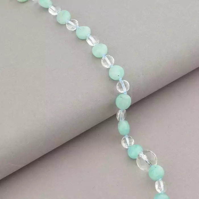 🏷️️ Намисто Амазоніт, Гірський кришталь, Гірський кришталь 47 см. (срібло 925 проба) ss_94413