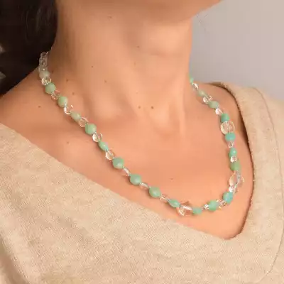 🏷️️ Намисто Амазоніт, Гірський кришталь, Гірський кришталь 47 см. (срібло 925 проба) F-94413