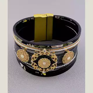 Браслет з магнітною застібкою Сrystal 19 см шкірозамінник