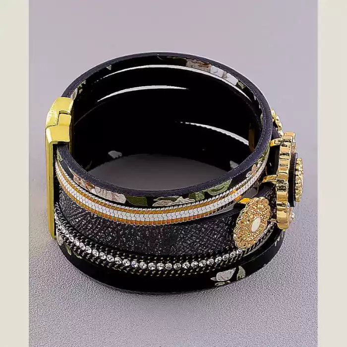 🏷️️ Браслет з магнітною застібкою Сrystal 19 см шкірозамінник ss_18393