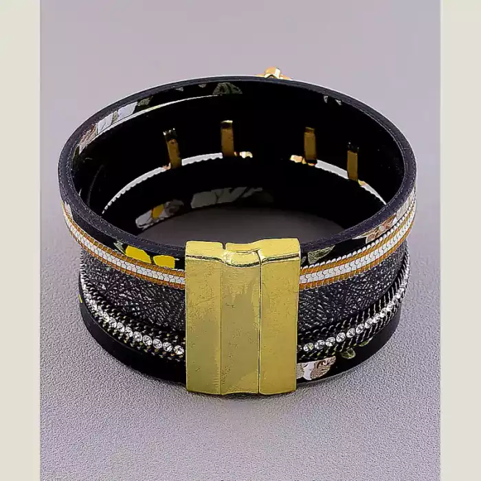 🏷️️ Браслет з магнітною застібкою Сrystal 19 см шкірозамінник ss_18393