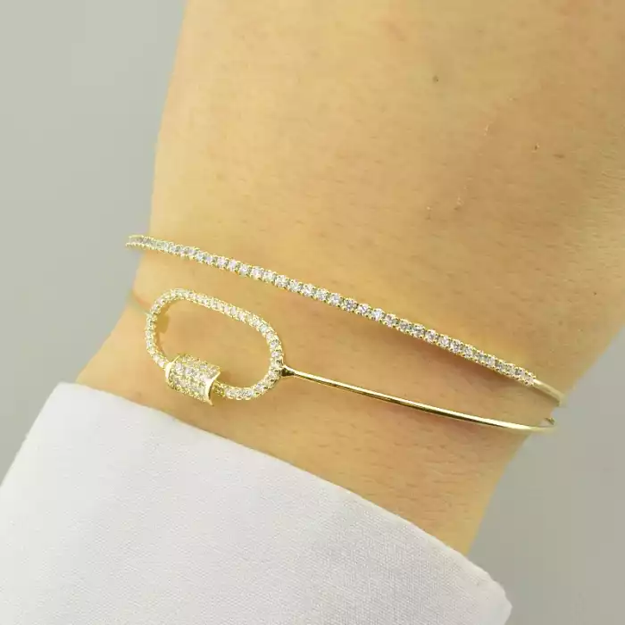 🏷️️ Браслет без застібки Saiya Фіаніт 17 см. (позолота 18к лимонна) ss_97011