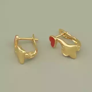 Сережки з англійським замком серце Xuping Емаль (позолота 18к)