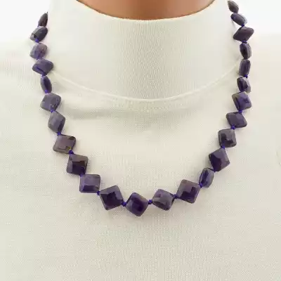 🏷️️ Намисто з аметистом (фіолетове), 47 см F-104504