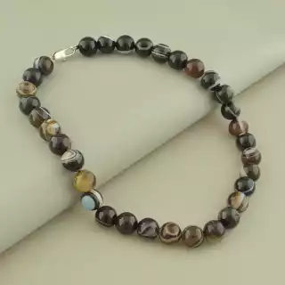 Намисто з агатом чорне, 41 см (кульки)