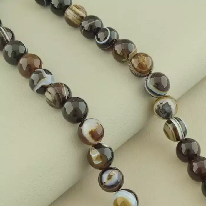 🏷️️ Намисто з агатом чорне, 41 см (кульки) ss_104605