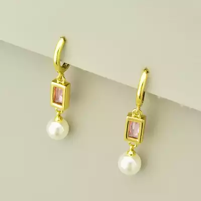 Сережки Фіаніт 40х8мм. (позолота 18к лимонна)