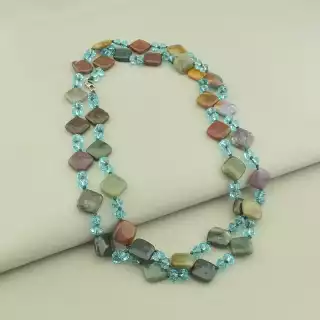 Намисто Яшма, Чеський кришталь 120 см.