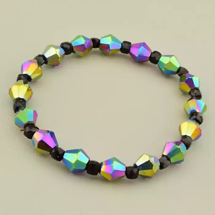 🏷️️ Браслет на резинці Турмалін, Чеський кришталь 17 см F-105823