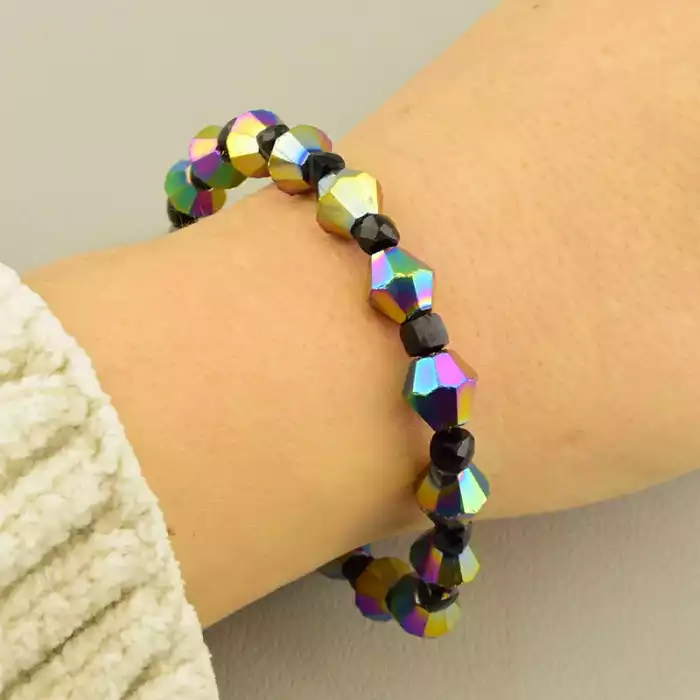 🏷️️ Браслет на резинці Турмалін, Чеський кришталь 17 см F-105823