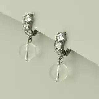 Сережки англійський замок Гірський кришталь (хром)