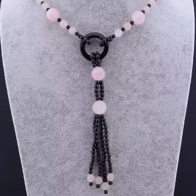 🏷️️ Намисто Рожевий кварц, Агат 50 см F-82390