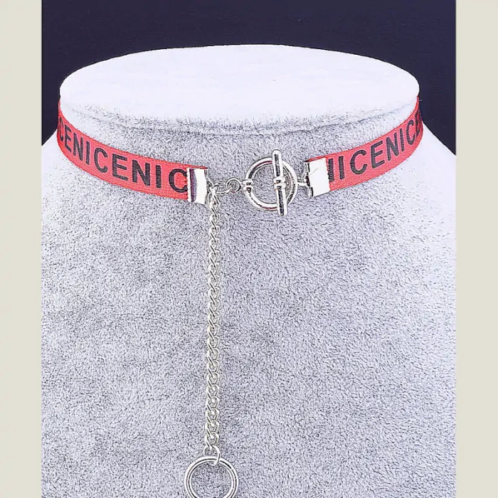 🏷️️ Чокер червоний FJ тканина 30 см (застібка кільце) ss_37358