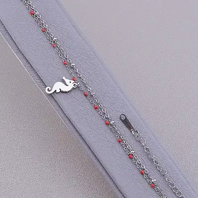 🏷️️ Браслет з карабіном на ногу Stainless Steel 19,5 см F-83163